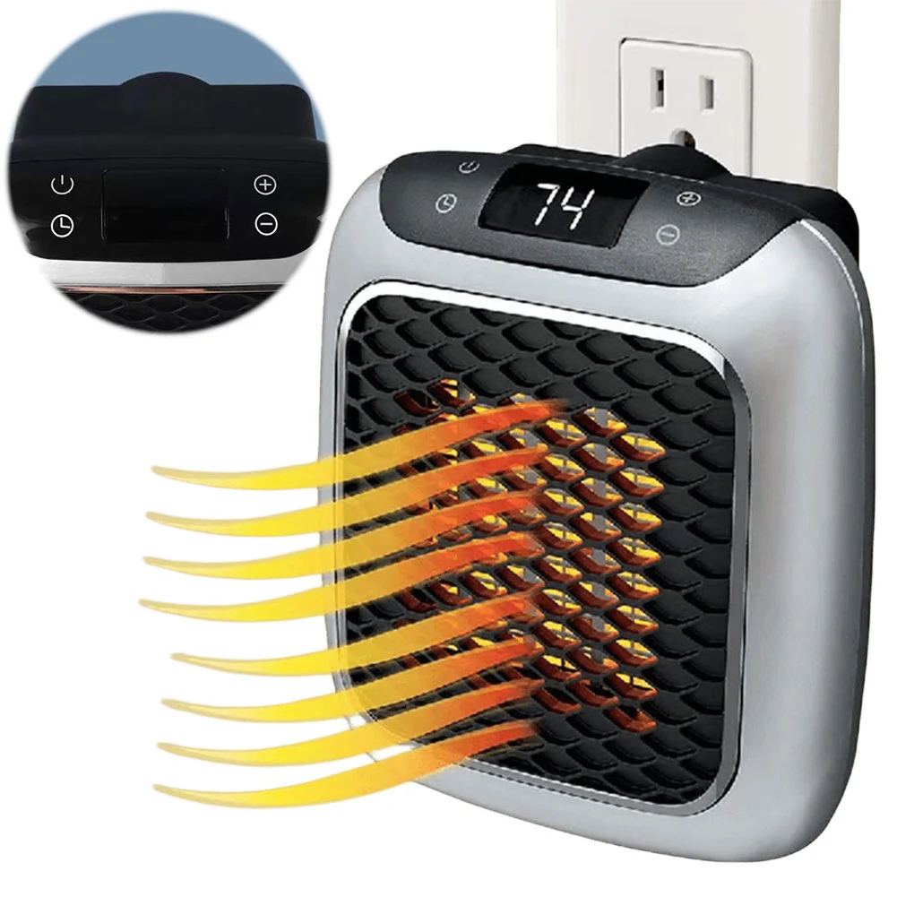 2-in-1 Plug In 800W Heater Space-Saver Wall Mountable or Portable Mini Heater with Quiet Operation for Personal Spaces Indoor 2