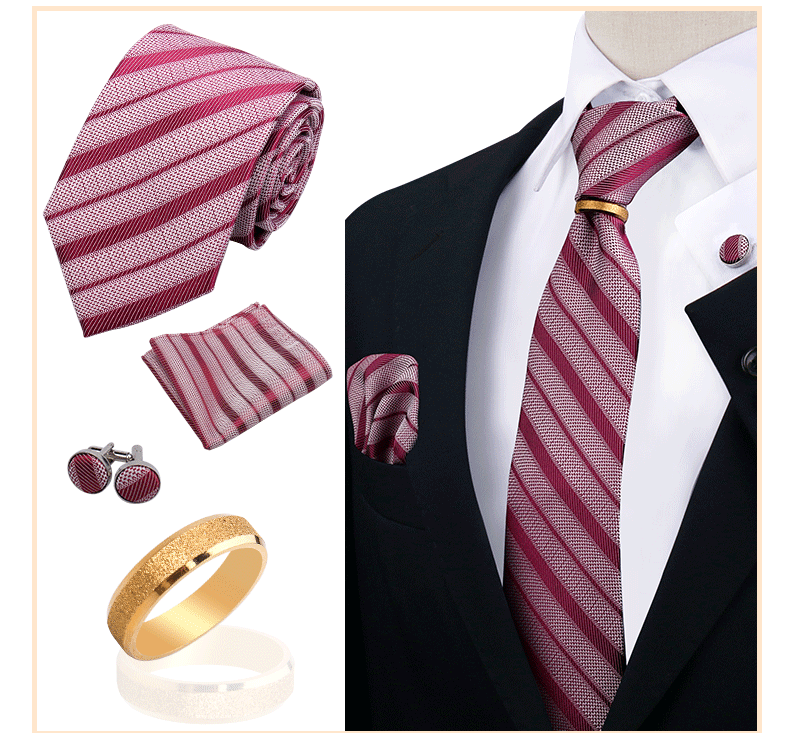 Männer Krawatten mit Ring Brosche Pin Set Marke Designer Paisley Plaid Krawatte Taschentuch Manschettenknöpfe Hochzeit Party Geschenk Männer Zubehör – Detail 19