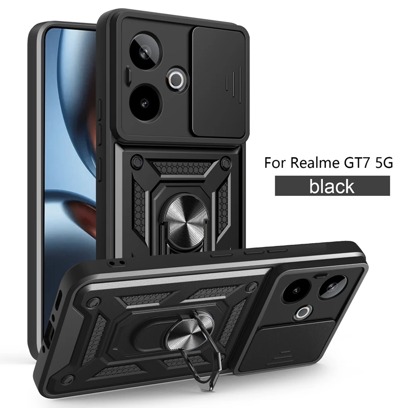 Durable Magnetic Ring Holder Armor Shockproof Case with Lens Protection