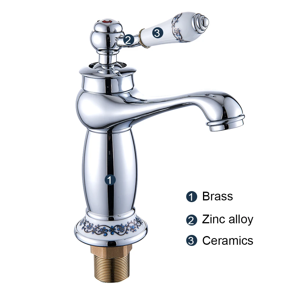 Basin Faucet Luxury Basin Bath Faucet European Retro Single Handle Black Chrome Cold and Hot Water Sink Mixer Tap