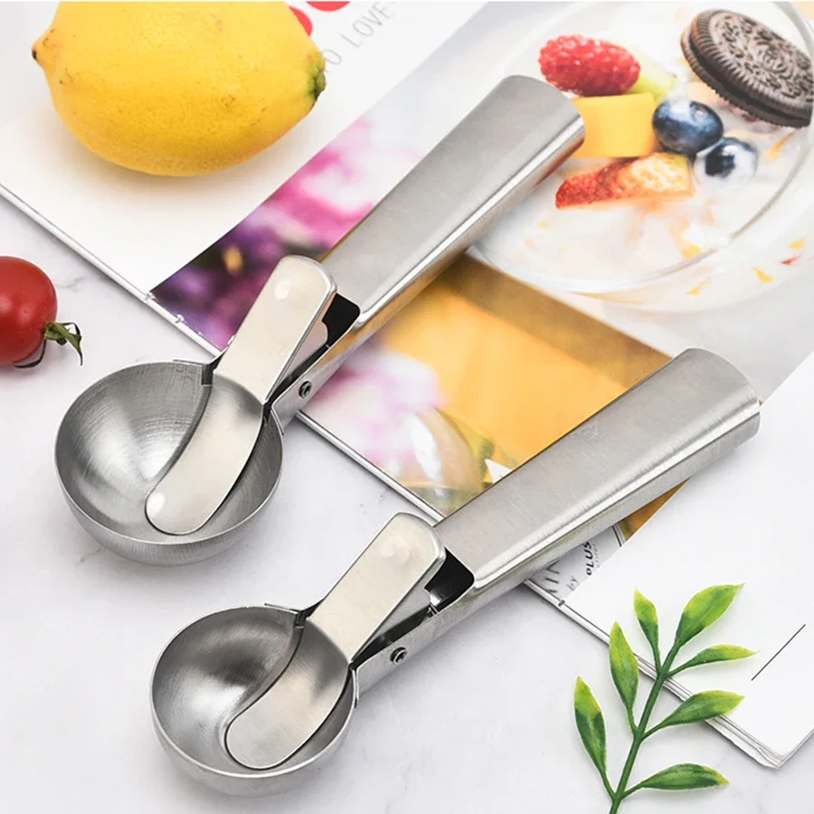 Stainless Steel Dual-purpose Ice Cream Scoop Ice Cream Scooper Multifunctional Fruit Scoop Kitchen Supplies Kitchen Accessories