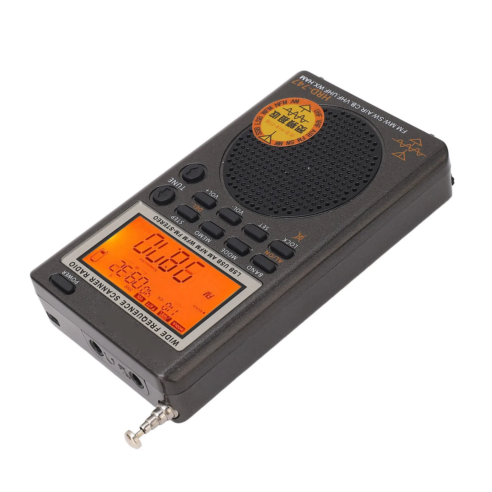 휴대용 DSP 수신기 풀밴드 수신기 FM MW SW SSB LSB AIR CB VHF UBD WX 휴대용 DSP 라디오 수신기 8Ω 1W 스피커 지원