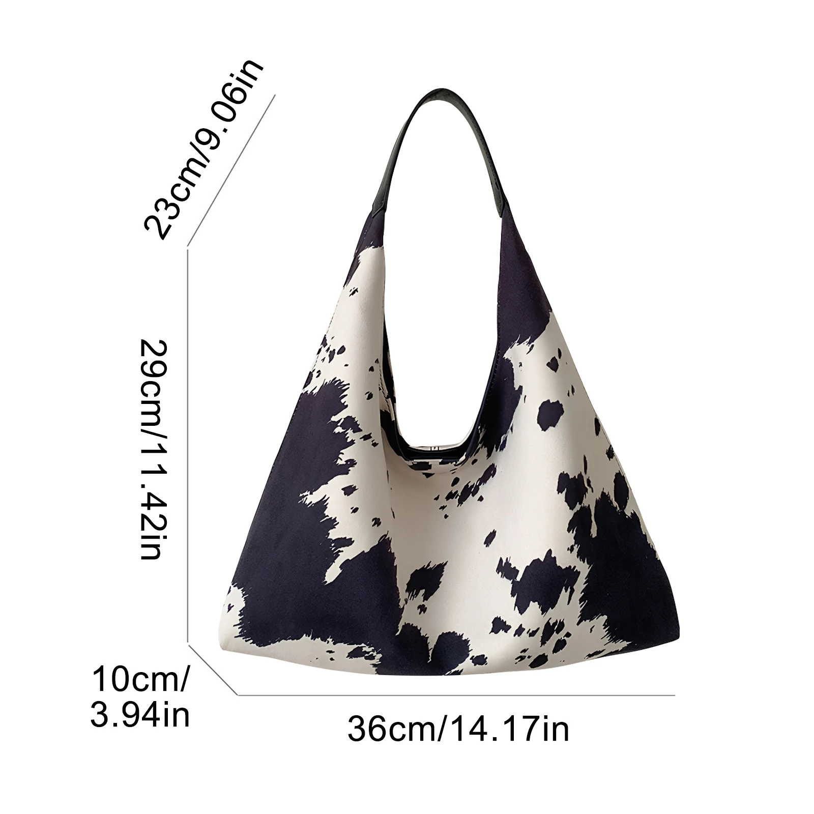 Women Girls Cow Print Hobo Underarm Bags Fashion Casual Tote Bag Underarm Handbags for School Work Shopping Travel Daily Use