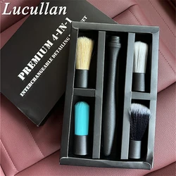 Lucullan Premium 4-In-1 Interchangeble Detailing Brush Set with 4 Different Removable Brush Heads