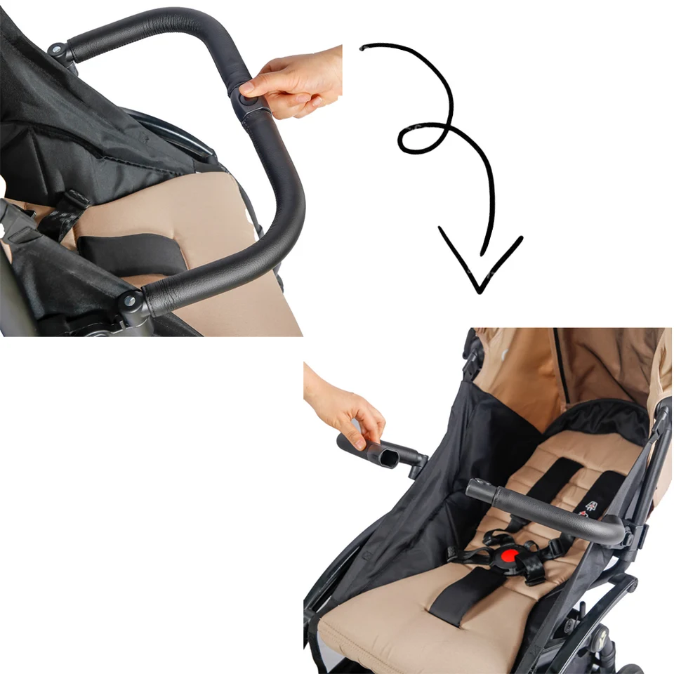 Barre De Pare-chocs Réglable Pour Poussette - Cuir PU, Avec Interrupteur à Bouton, Installation Facile Sans Outil