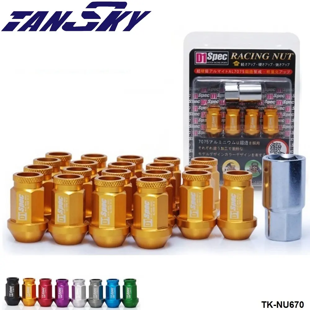 Tansky 20pcs D1 Spec Jdm Racing Wheel Lug Nuts Screw 40mm M12x1.5