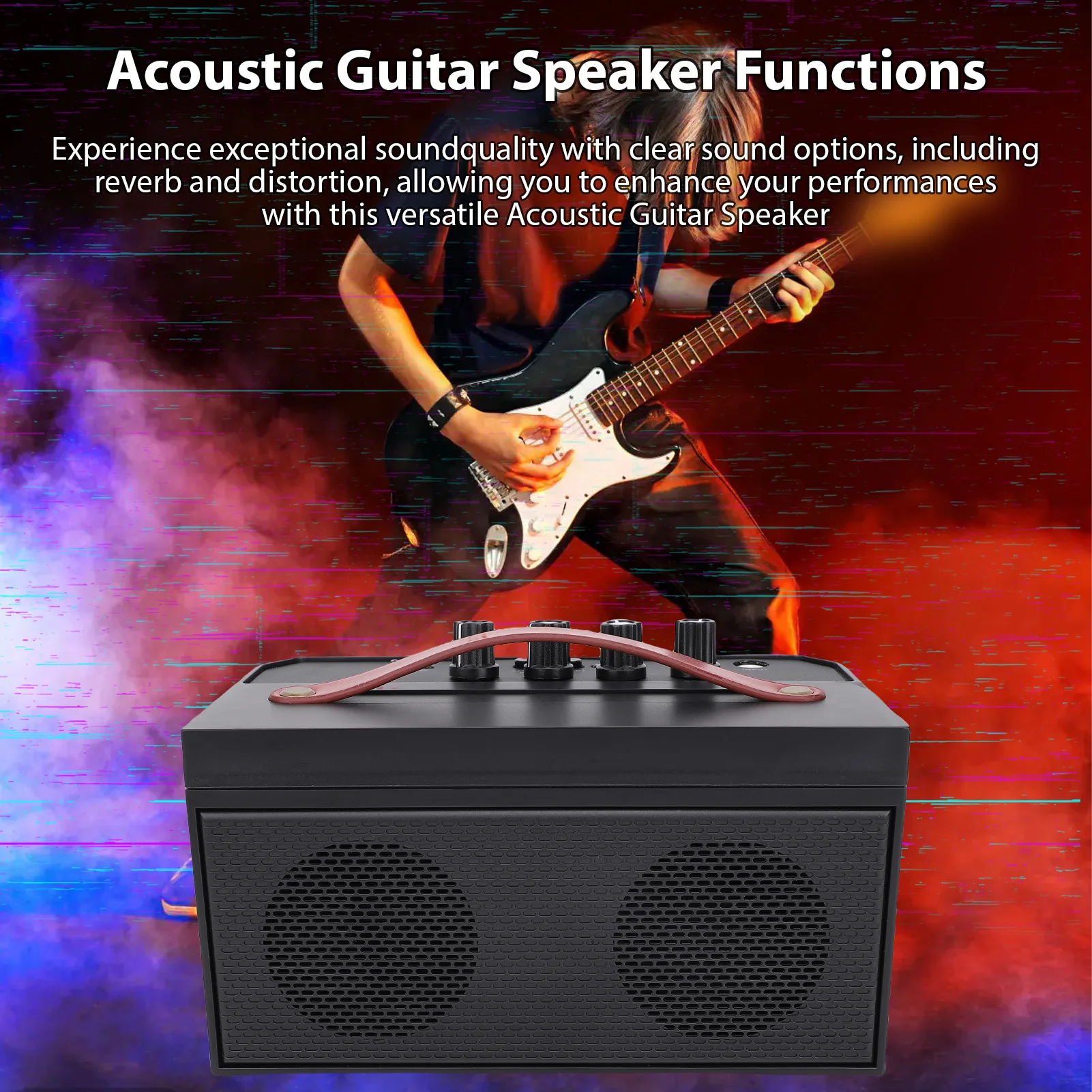 30W electric guitar amplifier portable acoustic guitar BT speaker with reverb distortion clean function accessories