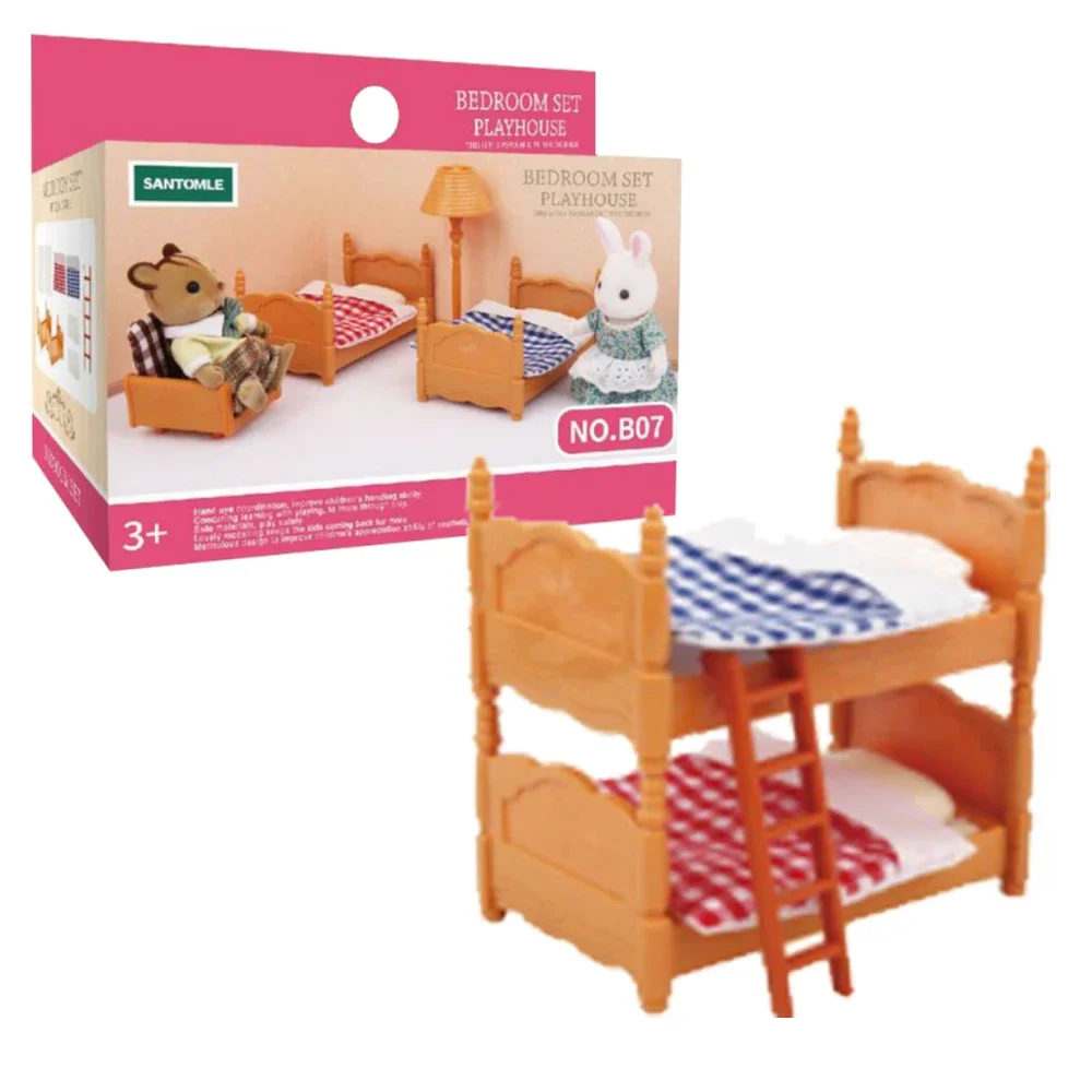 Miniature Dollhouse Furniture Forest Animal Family 1/12 Toys Girl Dolls Accessories Bedroom Bathroom Kit For Dolls