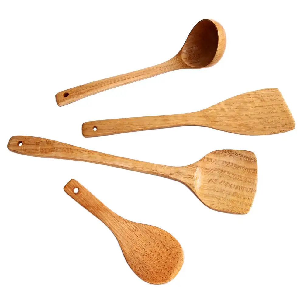 Long Wooden Cooking Rice Spatula Scoop Kitchen Utensil Non-stick Hand Wok Shovel Home Cooking Tools