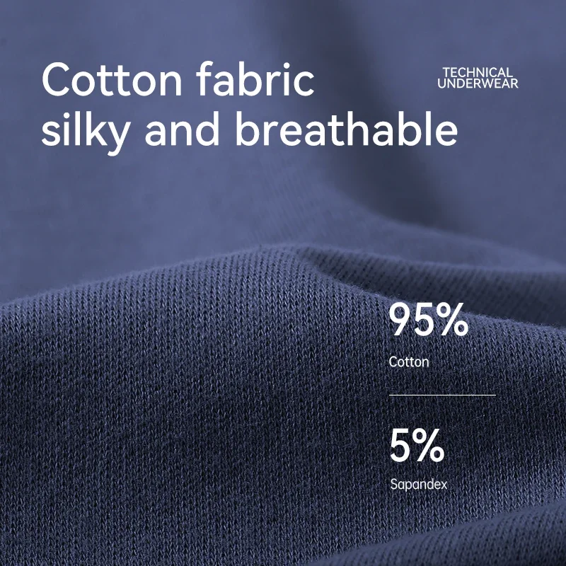 Brand 4PCS Pure Cotton Men Boxer 3A Antibacterial Underpants  Men Underwear Shorts Moisture Absorbent Elastic Male Panties