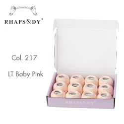 Rhapsody Pearl Cotton Crochet & Embroidery Thread Set - 12 Balls of Premium Mercerized Egyptian Cotton - Size 8 (217 LT Baby Pink)