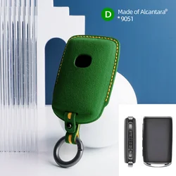 Luxurious Alcantara Suede Car Key Case with Keychain - 4 - Button Protector Cover (A6)