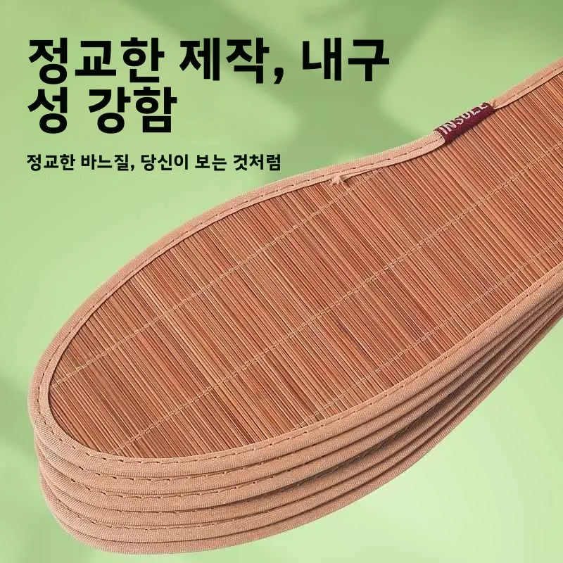 통기성 좋은 대나무 매트 신발 깔창 남성용 여름 흡습 슬립온 신발 싱글 슈즈 대나무 직조 시원한 가죽 패드