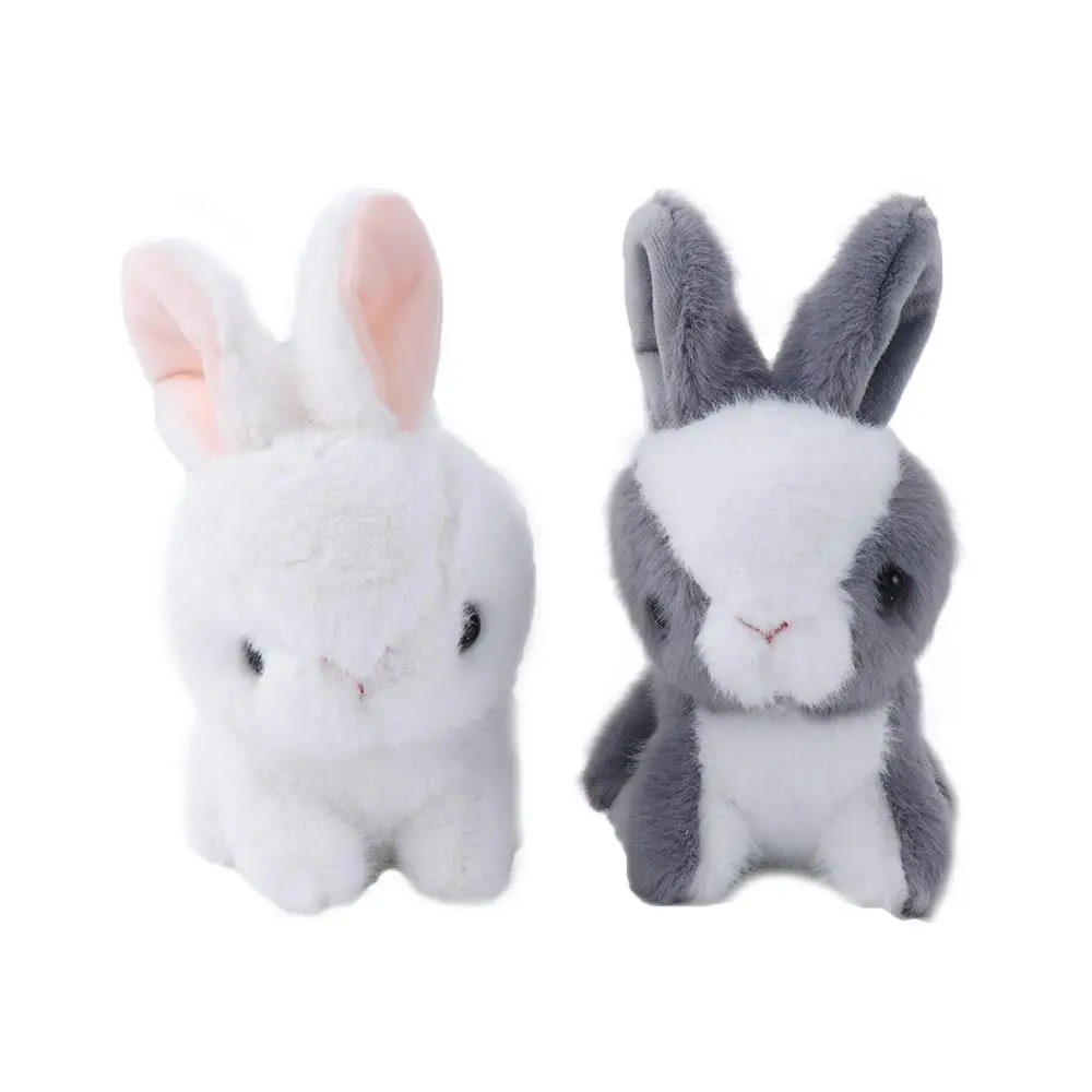여아용 사랑스러운 부드러운 봉제 토끼 장난감, 미니 귀여운 봉제 토끼 키 체인, 현실적인 시뮬레이션 인형 열쇠 고리  Best5