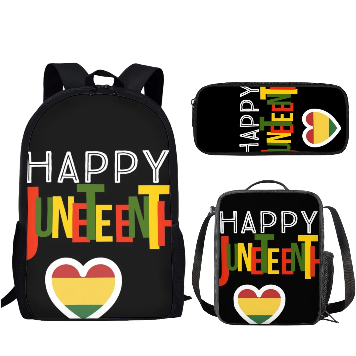 Black History Month Juneteenth 1865 3Pcs/Set School Bag for Boy Girl Stationery Organizer Large Capacity Backpack Student Gift