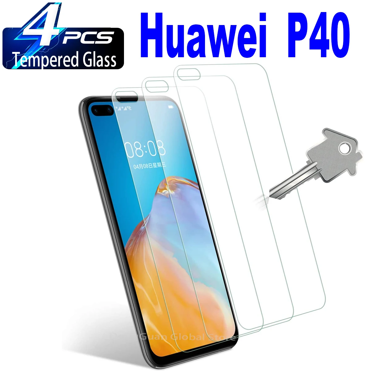 

2/4Pcs High Auminum Tempered Glass For Huawei P40 Screen Protector Glass Film