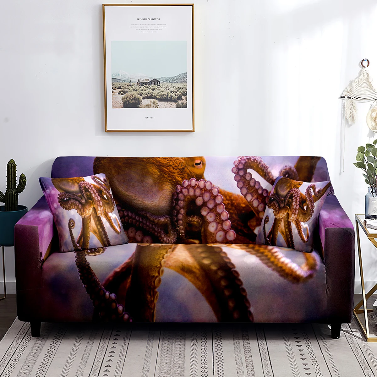 

Octopus Tentacles Sofa Cover Ocean Life Print All-Wrapped Sofa Stretch Slipcover Washable Furniture Protector From Dust Stain