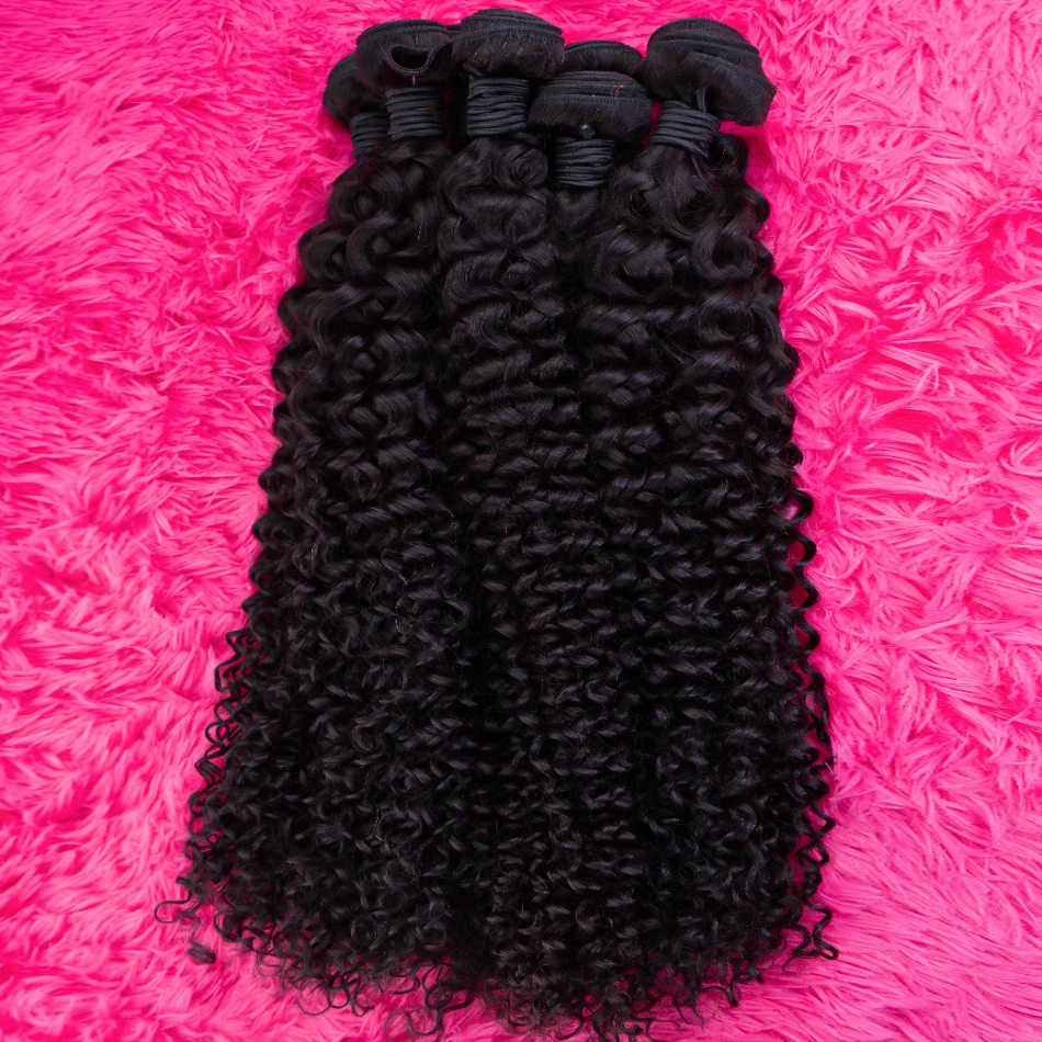 Curly Human Hair Bundles Hair Extensions For Women Natural Black Solid Color Raw Brazilian Braiding Deep Wave 100% Human