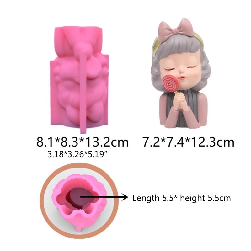 MXME DIY Silicone Girl Flower Pot Storage Box Mold for Succulent Plants Decor