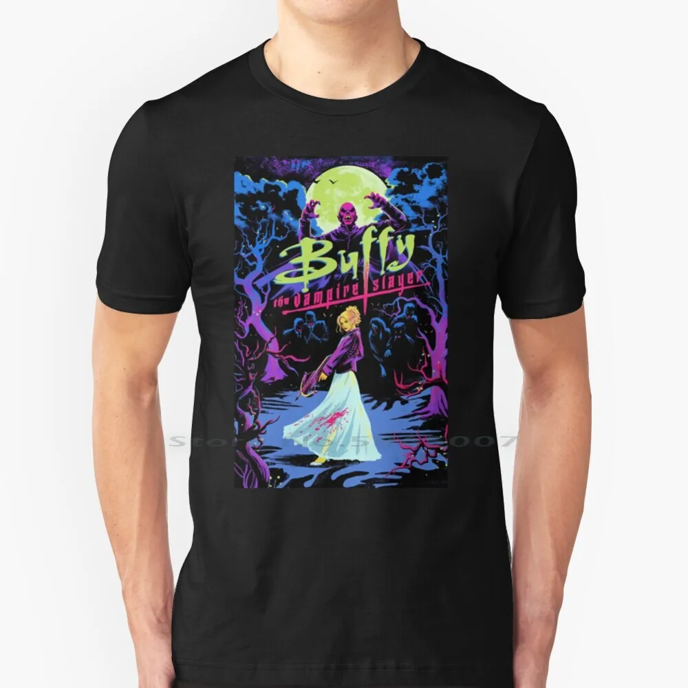 

Хлопковая футболка с принтом Баффи-вампира, 6XL, в стиле 90-х