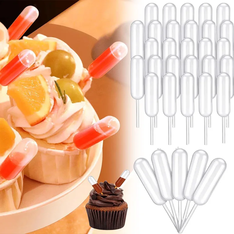 Plastic Juice Straw Juice Straw Dropper Plastic Squeeze Flow Heart Clip Jam Straw Burette Dessert Kitchen Baking Decoration Cake Baking