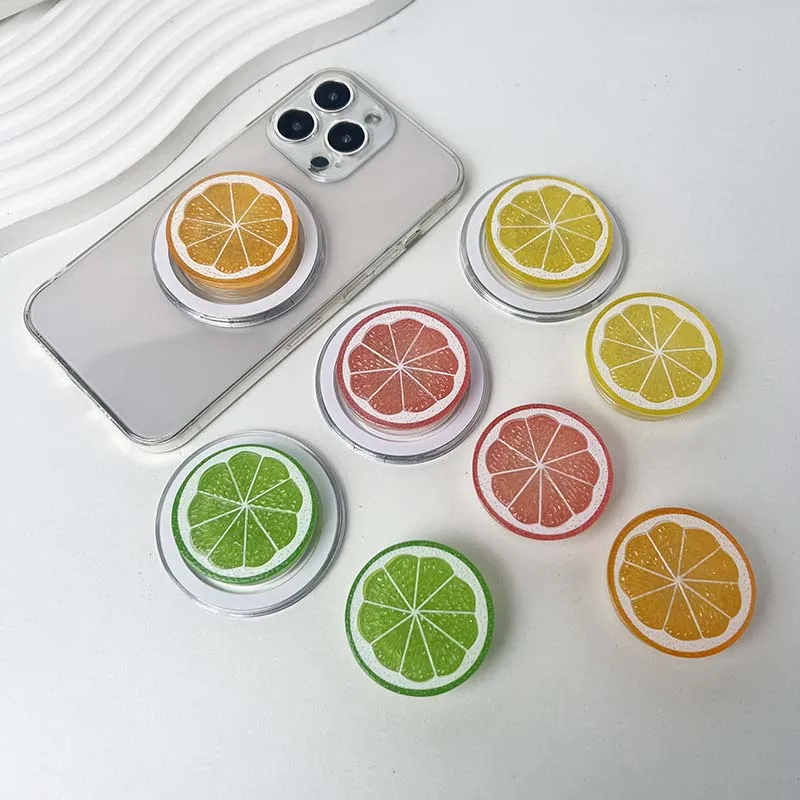Magnetic & Adhesive Foldable Phone Grip Stand - Fruit Slice Design