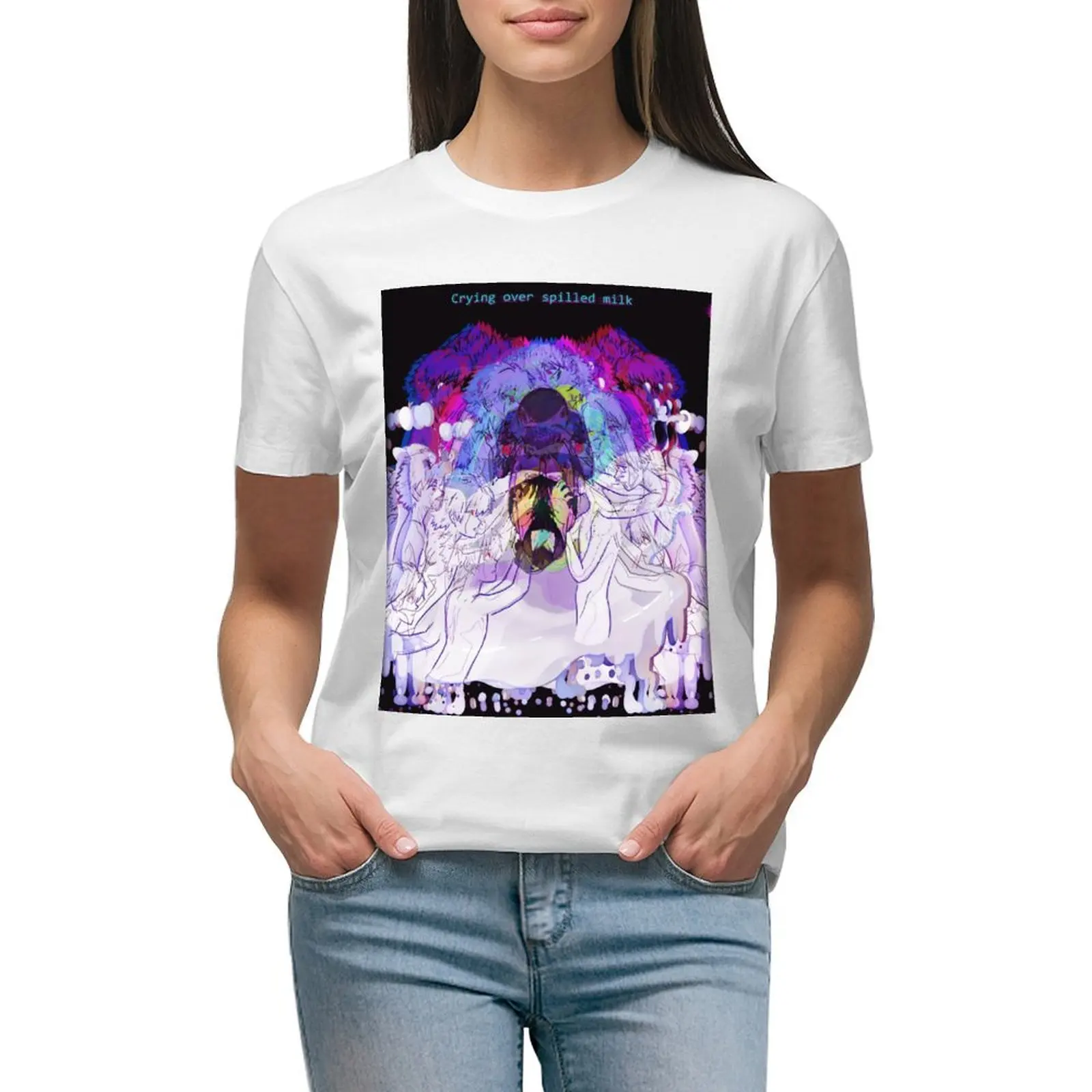 

NGE! Crying over spilt milk T-shirt summer tops summer top womans clothing