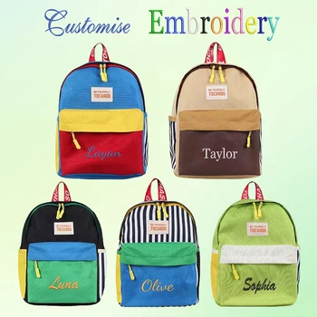 Zaino Casual alla Moda con Ricamo Personalizzato, Nuovo Modello, Design Color Block Dopamina, Cartone Animato Carino