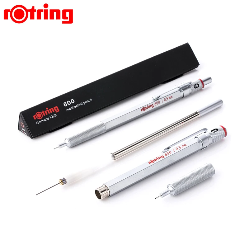 Rotring 600 기계식 연필 0.5mm 0.7mm 전문 드로잉 스케치 펜 금속 바디 육각형 홀더