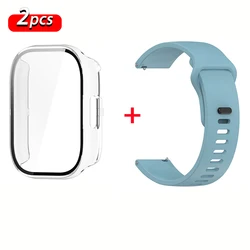Sport Silicone Strap and Protective Case for Smartwatch Bracelet - Premium Accessories (Blue - Transparent)