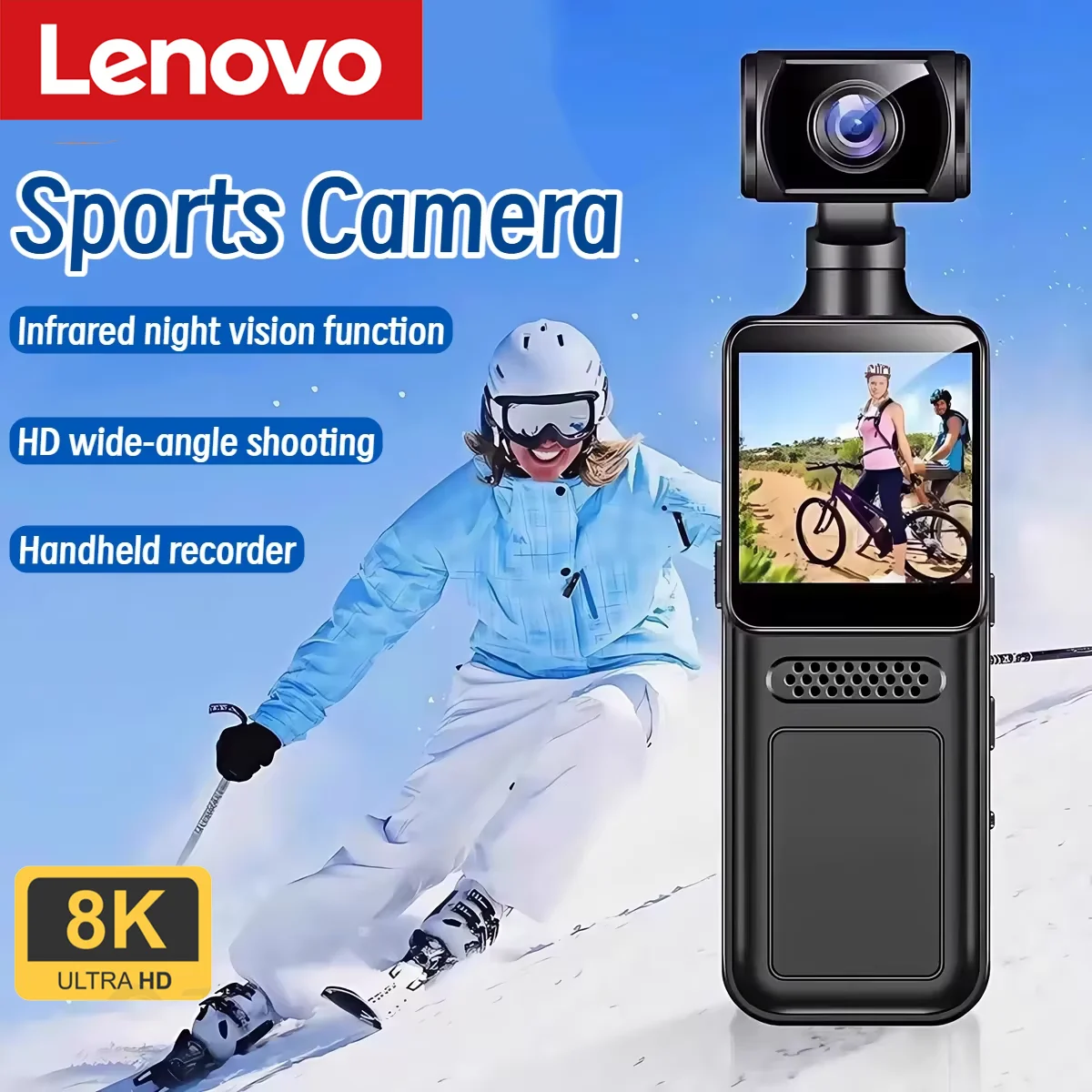 Lenovo 8K HD Handheld Pocket 180° Rotating Mini Portable Wearable Night Vision Outdoor Sports Camera 2026 New_voghion.com