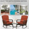 Outdoor Wicker Rocking Chairs, 3 Pieces Patio Furniture Rattan Rocker Chairs Wicker Rocking Bistro Set with Cushions and Side Ta 5