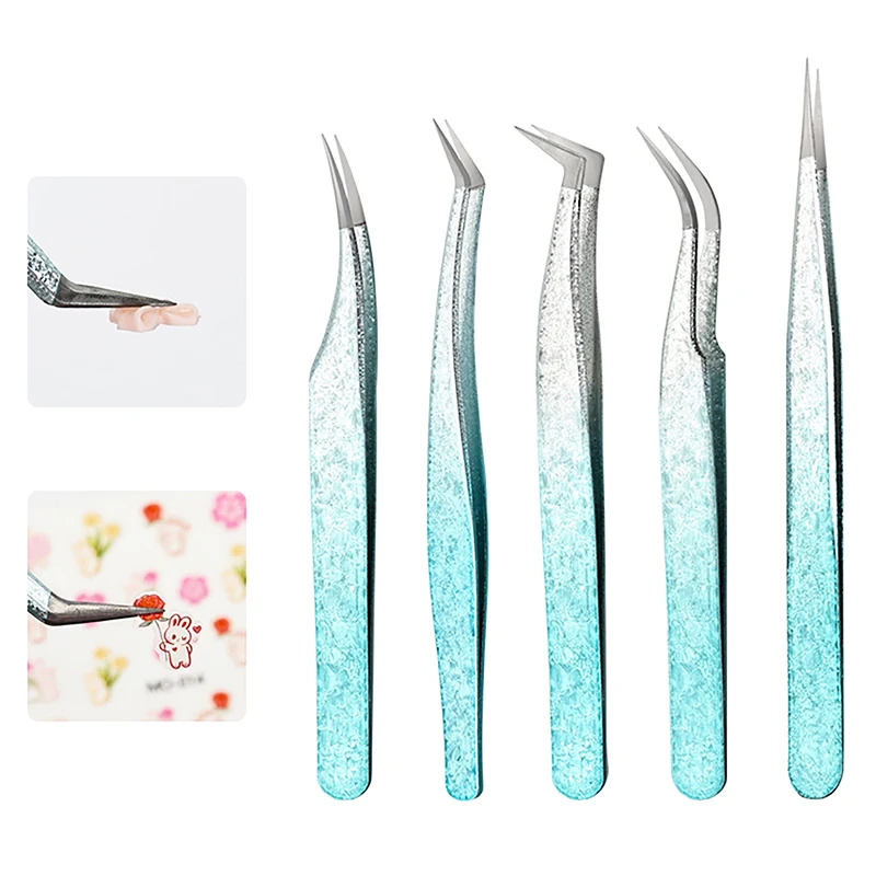 

2Pcs Eyelash Tweezers Ice Flower Anti-static 3D Accurate Eyebrow Grafting False Lashes Extension Supplies Makeup Tweezer Tools