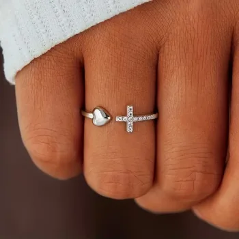 Women's Cross & Heart Ring