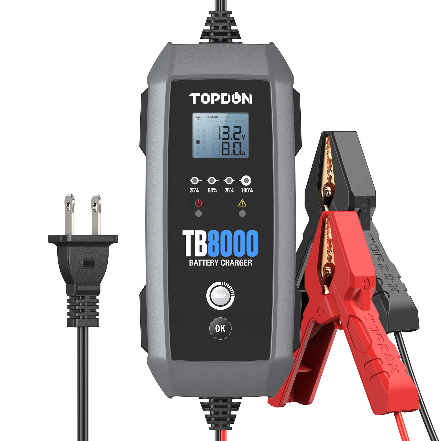 Topdon Tb8000 Intelligent Pulse Agm Wet Gel Mf Efb 12 Volt 6V 12 V 8A 3A Lifepo4 Tester E Caricabatterie Per Batterie Per Auto Agli Ioni Di Litio