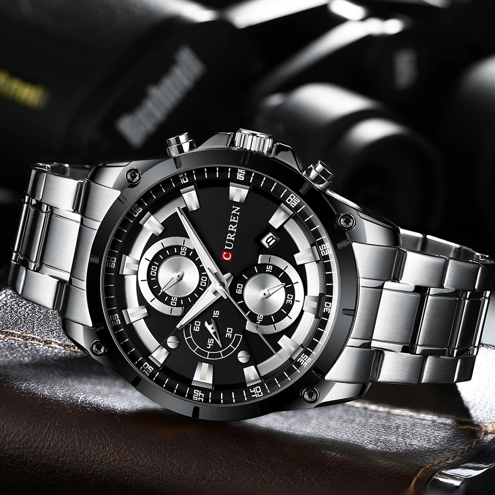 CURREN Men's Luxury Waterproof Automatic Date Watch with Gift Box