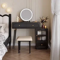 Dressing de chambre à coucher extensible avec tiroir d'angle noir chaise élégante miroir élégant mur de luxe Tocador Maquillaje meubles de maison 3