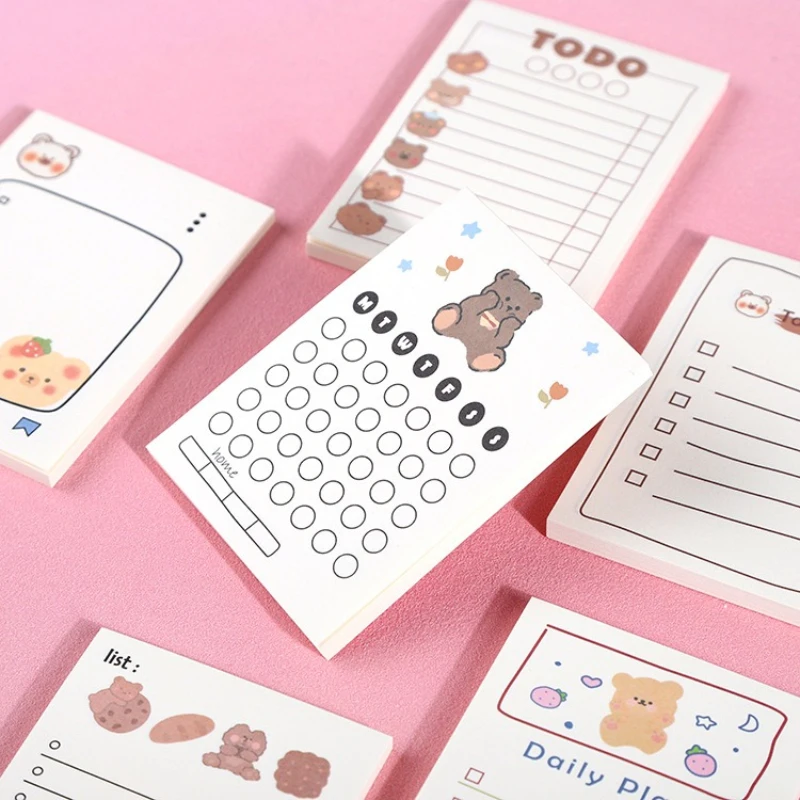 Kawai Stationery Bear Notebook 50 Page Small Portable Tearable and Adhesive Paper Lovely Office Student Plan Message Notes - 3