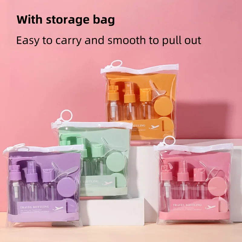 Travel Toiletry Bottle Set - 7-Piece Refillable Leakproof Lightweight Containers for Camping and Gym Essentials