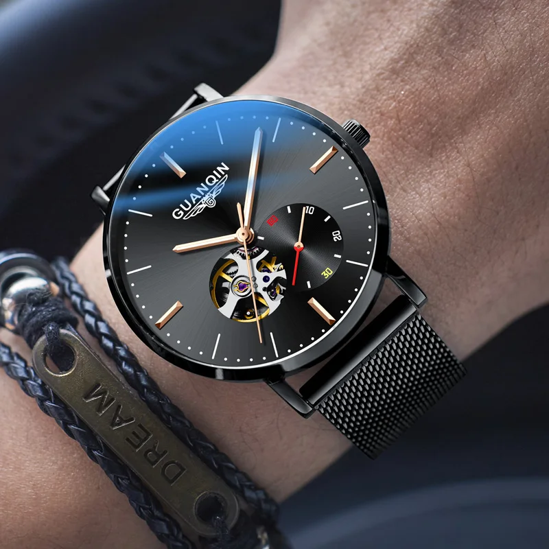 HEMUDU Men Tourbillon Movement Mechanical Business Casual Watches Sapphire Mirror Mechanical Skeleton Waterproof Watch Clock