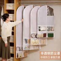 New Large Capacity Wardrobe Dust Cover Reusable Wardrobe Organizer Hanging Storage Bag Garment Protector Underwear Socks Storage 2