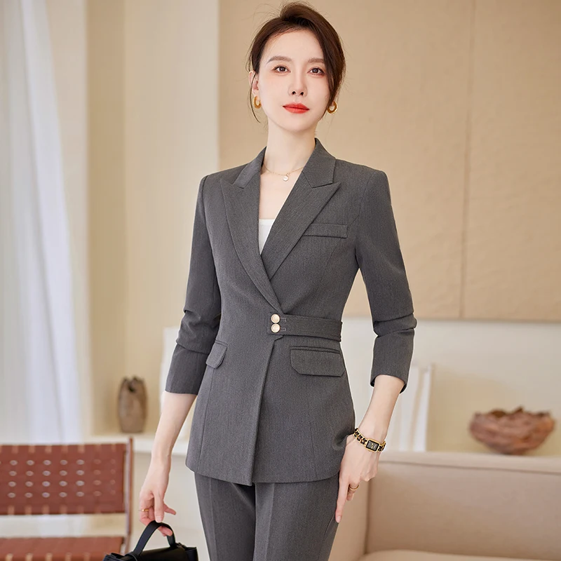 Formal Women Business Suits with Pants and Jackets Coat Professional Work Wear Trousers Set Autumn Winter OL Styles Blazers
