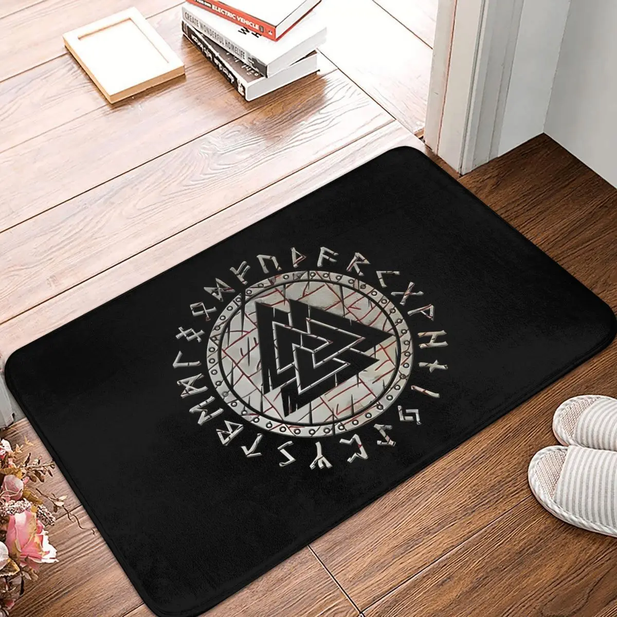Scandinavo Shield Norse Rune Valknut Art Viking Tappeto Antiscivolo Zerbino Soggiorno Mat Pavimento Tappeto Camera Da Letto Decorativo