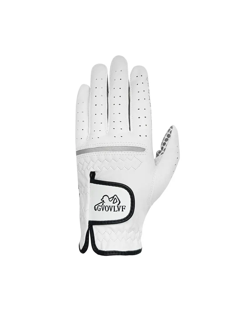 GVOVLVF Golf glove Genuine Sheepskin Leather for Men White Breathable Glove for golfer Anti Slip Soft and Comfortable Gift