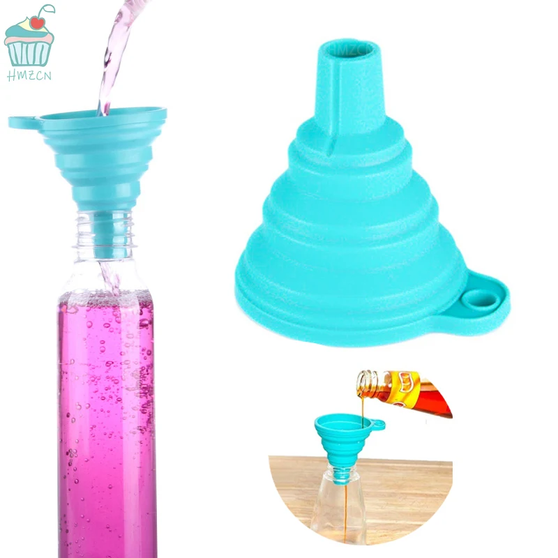 

1pcs Mini Foldable Funnel Silicone Collapsible Funnel Folding Portable Funnels Be Hung Household Liquid Dispensing Kitchen Tools