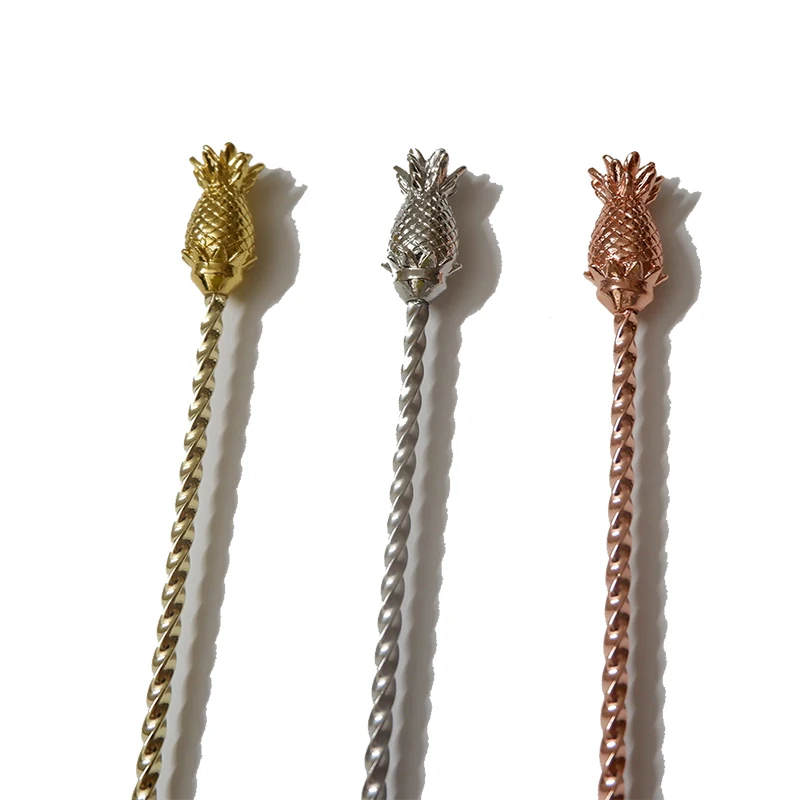 Cocktail spoon Pineapple Bar spoon Stainless Steel Mixing Spoon Spiral Pattern Bar Cocktail Shaker Spoon