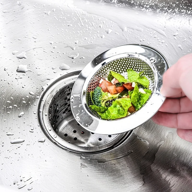 Kitchen Sink Drain Filter Stainless Steel Metal Mesh Drain Hole Filter Trap Bathroom Sink Strainer Hole Floor Covers