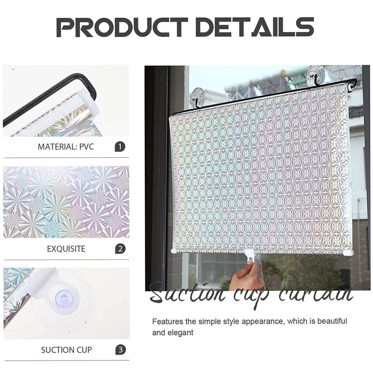 Window Blinds Sunshade Roller Visor Blackout Curtain Portable Shutter Drape Car Windshield Protector with Suction Cup