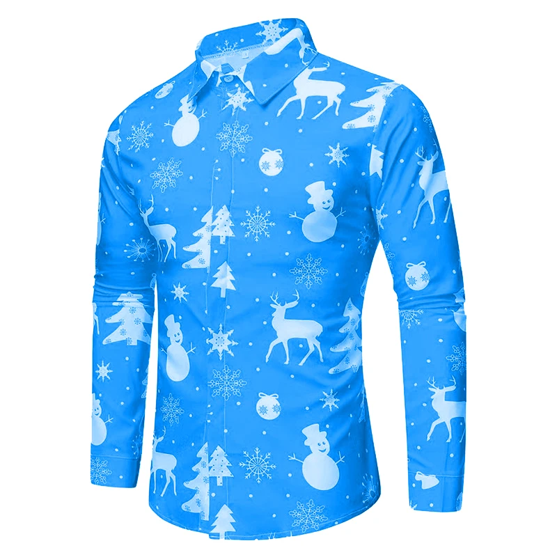 Description Picture 6 of item2024 Christmas Snowman Shirt Top T-Shirt Red Pink Blue Soft Comfortable Fashion Party Long Sleeve Lapel Party Clothing Clothing