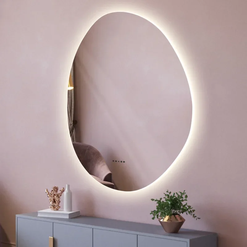 Smart Bathroom Mirror Lights Irregular Bright Magnifying Bathroom Mirror Anti Fog Espejos Con Luces Decoration Home